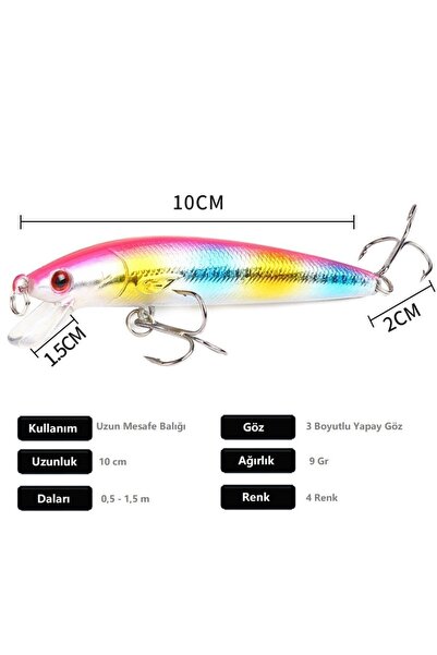 NELİEL 10cm 9gr Minnow, Sahte Yem, Lures,rapala,suni Yem,spin, Maket ,levrek, Lüfer, Çupra, Kefal, Turna