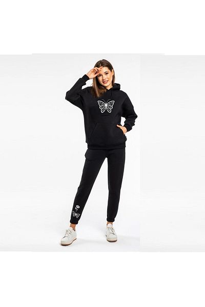 Rex Darius Special Series, Winter, Crew Neck/Hooded Oversize Angel Rose Sweatshirt and Sweatpants Set Three Strings