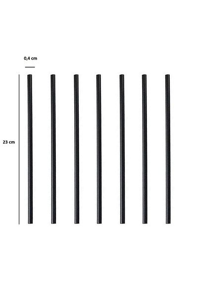 Yusuf Dirik YD Party Supplies Black Thin Cocktail Straw Bristle Straw 300 Pieces 23 Cm 4 Mm