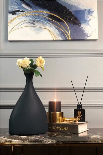 AstreHome Asymmetric Ceramic Handmade Vase - Black