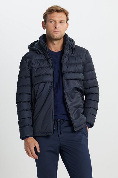 AC&Co / Altınyıldız Classics Ανδρικό παλτό Navy Blue - Standard Fit, Stand γιακά και πλαϊνές τσέπες