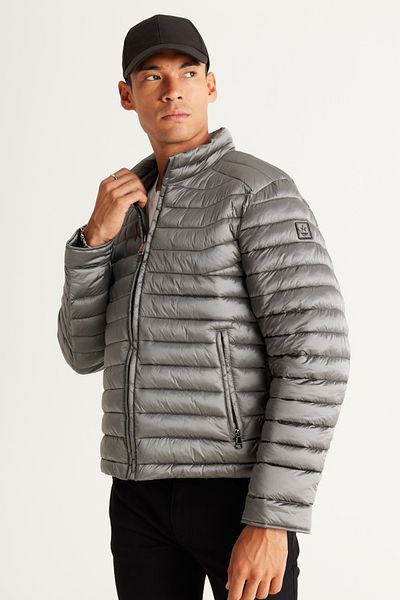 ALTINYILDIZ CLASSICS Gray Men's Coat - Standard Fit, Stand Collar