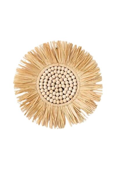 Tarçın Elişi Handmade By Tarçın Ortası Boncuklu Organik Rafya Duvar Dekorasyon