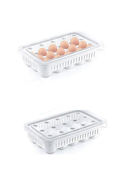 DEYHOME Egg Storage Container, Egg Organizer with Lid 15 Pieces