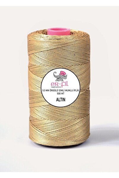 ERFİL İPLİK Gold Glitter Candle Rope 1.0 mm 500 m Erfil301