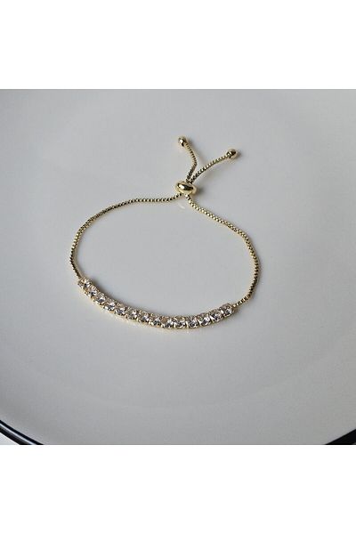 ULYOS PONIS Round Cut Waterway Silver-Gold Adjustable Elevator Bracelet