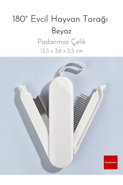 PAKEWAY 180° Kıtık Açıcı Evcil Hayvan Tarağı - Beyaz - Paslanmaz Çelik