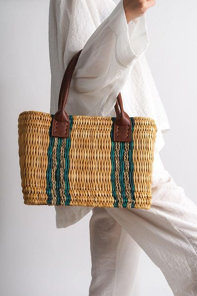 Mubiano Collection Geantă de damă din paie de dimensiuni mici verde -mcpl110-y