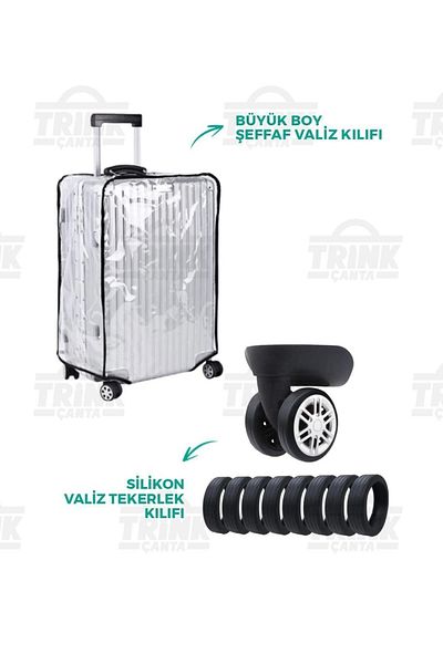 Trink Çanta Set of 2 Transparent Luggage Case - Silicone Luggage Wheel Protective Case