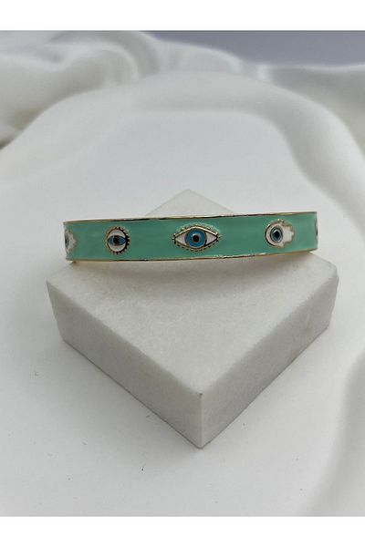 Yıldız Accessory سوار من الفولاذ المقاوم للصدأ عين الشر فاطمة من المينا الذهبية الملونة