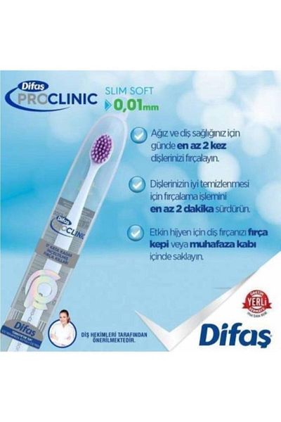 Difaş Pro-clinic Slim Soft 2 Pieces Toothbrush with Travel Box 0.01 Mm
