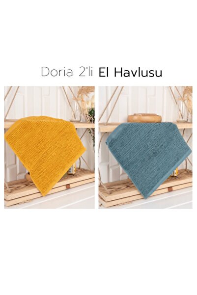 Doria %100 Pamuk El Havlusu 2'li Sarı & Koyu Yeşil