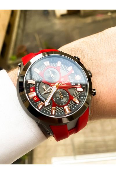 Reward Red Men's Wrist Watch with Bracelet Gift