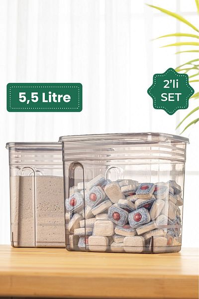 Vienev 5,5 literes Mega Size 2 részes mosószer tároló doboz - antracit