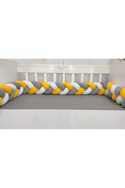 mee-like حماية محبوكة 360 سم 3 قطع موديل محبوك - مناسب لسرير الأطفال 60x120 أو 70x110