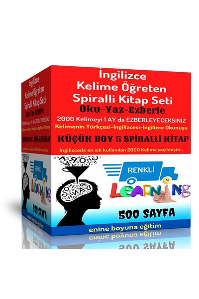 Enine Boyuna Eğitim English Vocabulary Teaching Book Set Small Size 5 Spiral Books