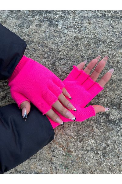 POSUSS Half Finger Neon Pink Gloves