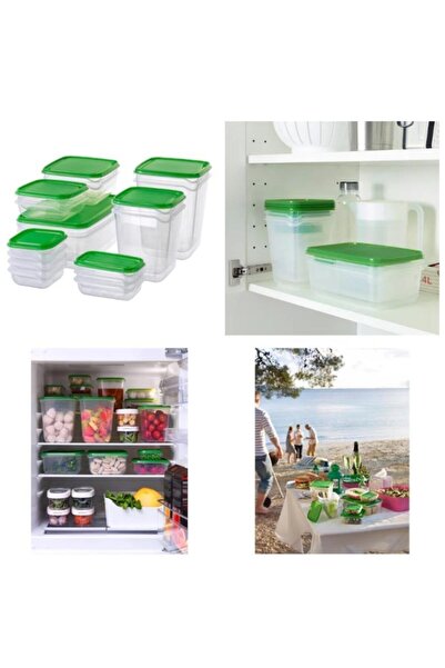 IKEA Pruta Storage Food Container Box 17 Pieces Green