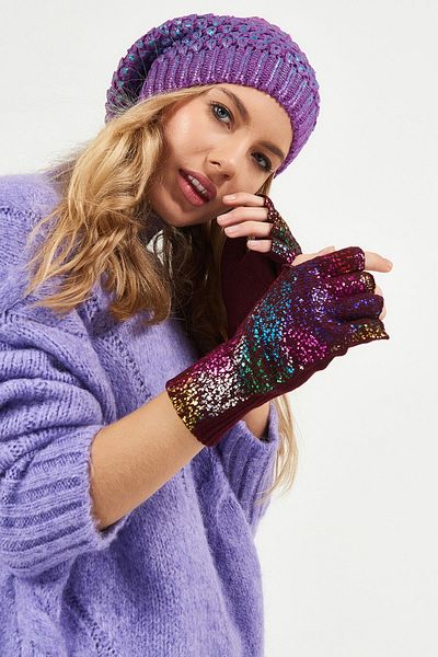 POSUSS Shiny Printed Women's Gloves - Claret Red - Ps540
