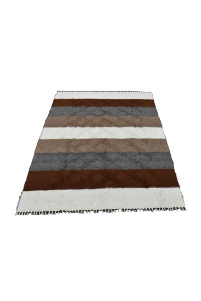 Yeni El Dokuma Çift Kişilik Tiftik Yün Siirt Battaniyesi Kilim