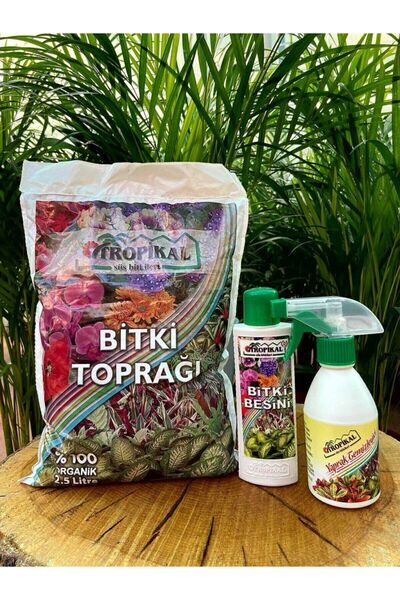 TROPİKAL Bitki Toprağı Perlit Karışımlı 2,5 l+genel Bitki Besini 225 ml+Yapra...