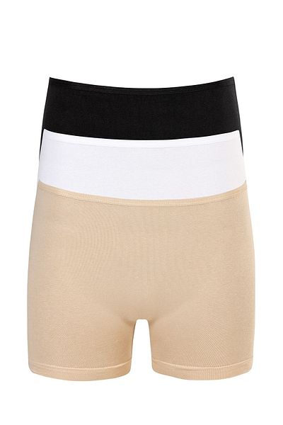 Şahin Women's-black and White Skin Lycra Boxers-Economy Pack of 3 Shn30556