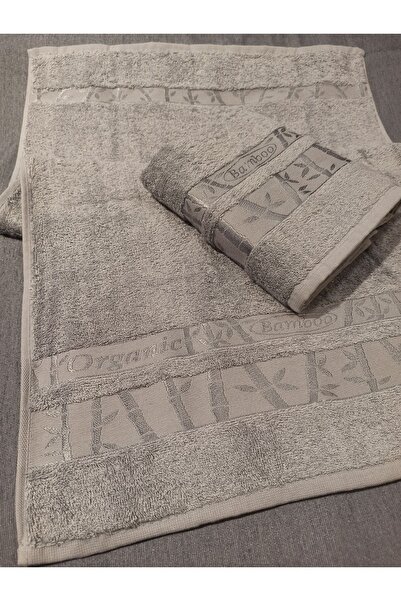 ŞENER HOME Πετσέτες χεριών και προσώπου 2 τεμαχίων πρώτης ποιότητας από μπαμπού 50x90 - γκρι