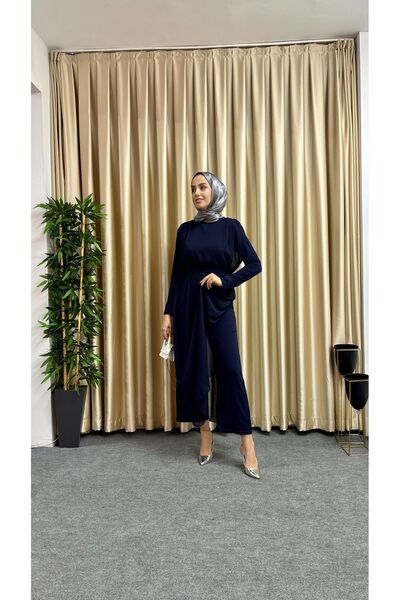 Aranlı tekstil Women's Chiffon Long Jumpsuit Dress - With Mobile Belt