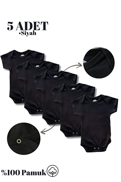 Kısa Kollu 5'li Organik Pamuk Çıtçıtlı Bebek Body&zıbın