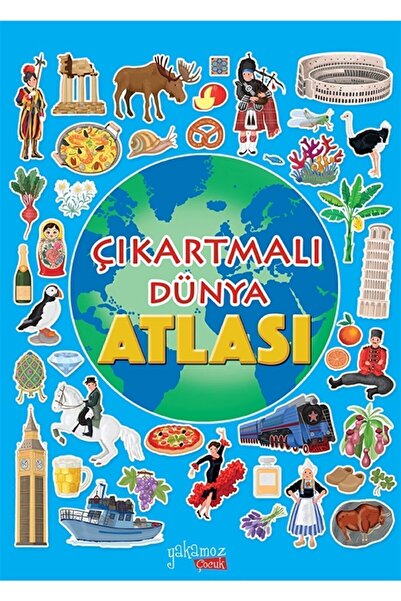 Yakamoz Yayınları كتاب أطلس العالم مع الملصقات / إيلاريا بارسوتي / ياكاموز تش...