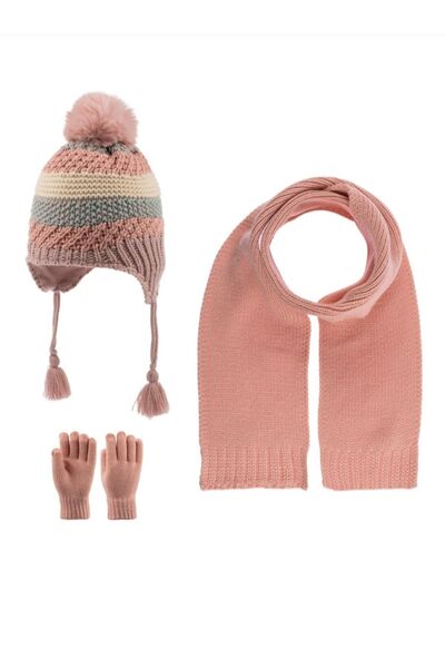 Kitti Atkı Bere Eldiven Takım 4-8 Kız Çocuk Içi Polarlı