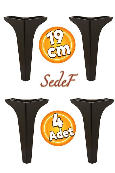 Badem10 Mobilier de lux Sedef Canapea Unitate TV Consolă Picior de scaun 19 Cm Picioare Negre 4 Buc