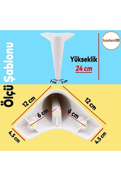 Badem10 Aspen Set 12 Mobilier Canapea Fotoliu Unitate TV Consolă Picior Suport picioare 24 Cm Alb