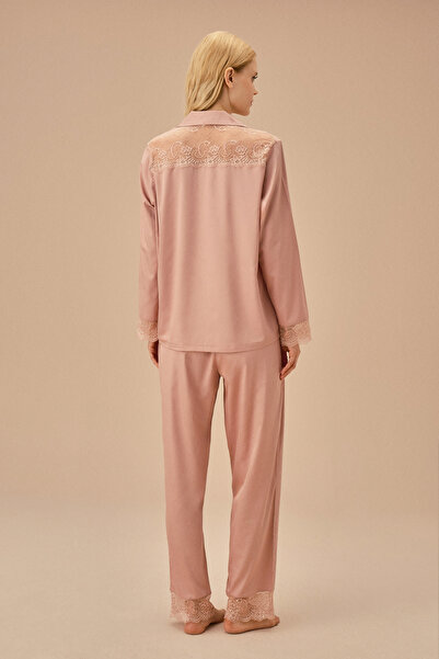 SUWEN Комплект пижама с дантелена яка