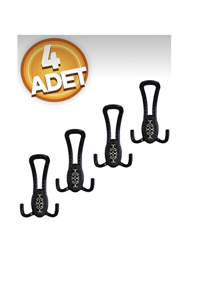 DEKOKAP Nobel Seçil Portmanto Vestiyer Dolap Duvar Askısı Siyah(4ADET)