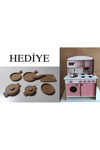 EMRİN AHŞAP OYUNCAK VE HEDİYELİK EŞYA Sürpriz Hediyeli 3mm Ahşap Oyuncak Mutf...