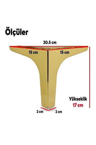 Badem10 Mobilier de lux Sedef Canapea Unitate TV Consolă Picior de scaun 17 Cm Picioare Aurii 4 Bucăți