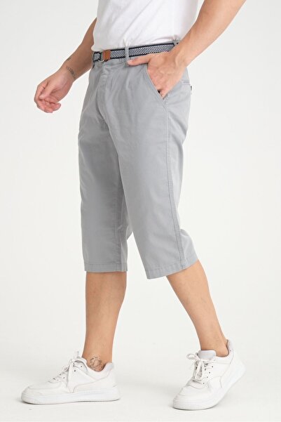 Wise Erkek Duman Diz Altı Likralı Bermuda Kemer Hediyelii Kapri Uzun Şort