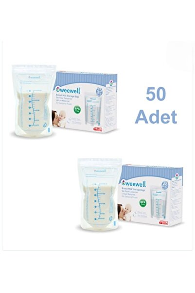 Gönül İşlerim Weewell Anne Sütü Saklama Poşeti 25'li x 2 Paket- 200 ml 50 Adet