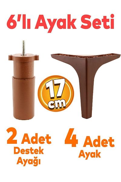 Badem10 Sedef Set 6 Mobilier Unitate TV Consolă Fotoliu Canapea Suport Picior 17 Cm Model Lemn Picioare