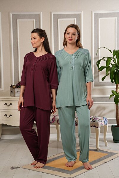 Bone Club Κοντομάνικο κομψό σετ πιτζάμες Bone 5847 Claret Red