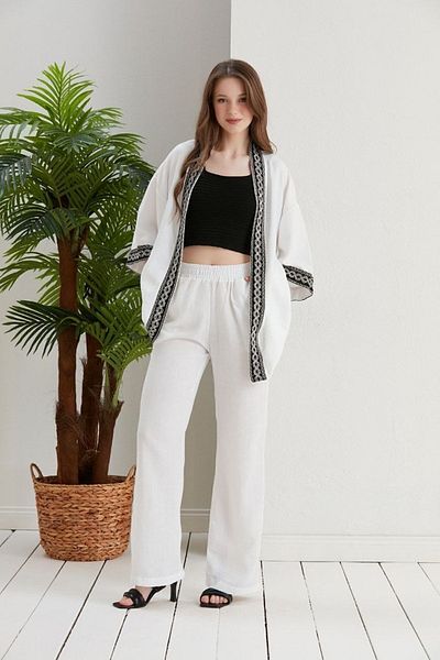 NEW RONİ Cotton Linen Kimono Set