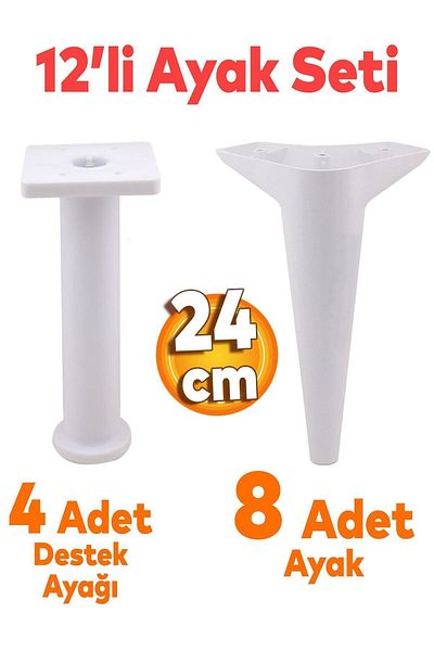 Badem10 Aspen Set 12 Mobilier Canapea Fotoliu Unitate TV Consolă Picior Suport picioare 24 Cm Alb