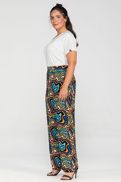 MİYORO Patterned Wide Leg Large Size Viscose Trousers