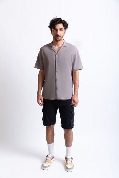 UNIQVIBE Gray Premium Short Sleeve Men's Shirt