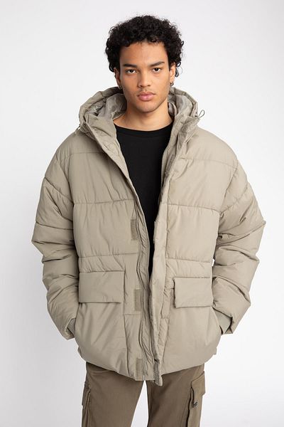 DeFacto Inflatable Coat Hooded Zipper Double Pocket A2540Ax23Wn