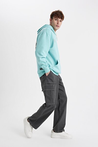 DeFacto Gabardine Trousers - Baggy Fit, Cargo Pocket, Straight Leg B3845ax23au
