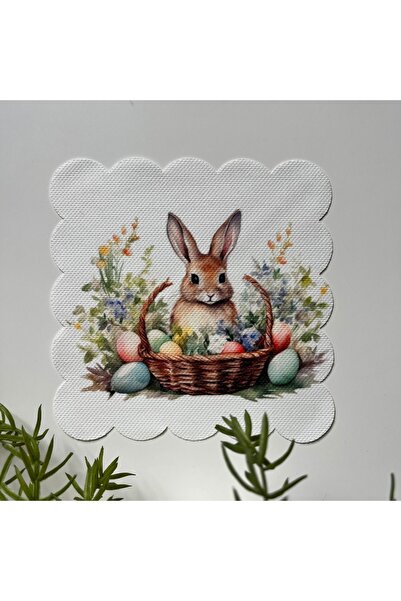DECO منديل كوكتيل عيد الفصح منقوش على شكل أرنب - قماش