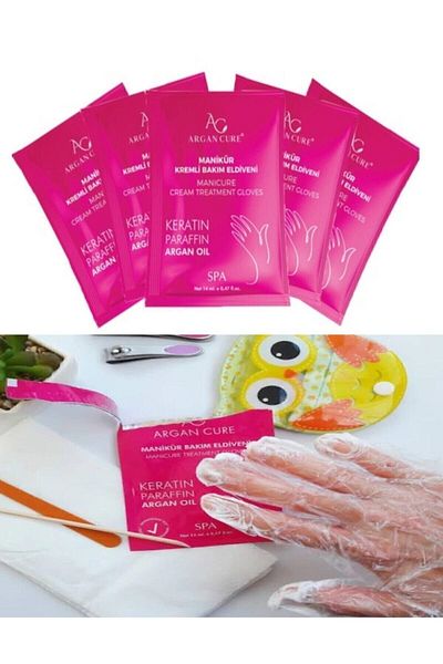 Argan Cure Manicure Cream Care Gloves with Keratin Paraffin Argan Oil 5-Piece Advantage Pack