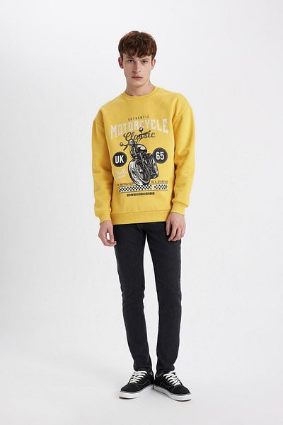 DeFacto Crew Neck Comfort Fit Printed Sweatshirt - B4945ax23au